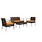 Homeroots Four Piece Outdoor Dark Brown Wicker Sofa Seating Group with Orange Cushions 558552 - alternate 4