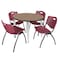 Regency Round Kahlo Breakroom Table W/ 4 M Stack Chairs, 42 in W, 42 in L, Noble Oak TPL42RNDNOCM47BY - alternate 1
