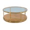 Homeroots 43" Clear Gold And Brown Glass Wood and Metal Round Coffee Table With Shelf 520588 - alternate 3