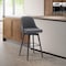 Armen Living Sicily 30in Swivel Black Wood Bar Stool in Gray Faux Leather LCSIBABLKGRY30 - alternate 3