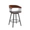 Homeroots 27" Gray and Black Faux Leather with Metal Swivel Counter Height Bar Chair 534451 - alternate 6