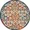 Homeroots 5' Ivory Blue Orange And Green Round Trellis Indoor Outdoor Area Rug 546798 - alternate 1