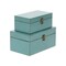 Homeroots Set of Two Teal Blue Wood And Fabric Box With Lid, 2PK 489394 - alternate 3