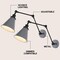 Jonathan Y Rover 7" Classic Industrial Metal Adjustable Arm LED Wall Sconce, Gray/Black, 2PK JYL7462H-SET2 - alternate 4