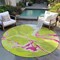 Homeroots 8' Lime Green Neon Pink And Ivory Round Abstract Washable Indoor Outdoor Area Rug 597784 - alternate 5