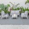 Leisuremod Walbrooke Modern White Patio Conversation With Square Fire Pit & Tank Holder, Light Grey WW-27-20-57-31-LGR - alternate 5
