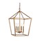 Jonathan Y Pagoda 16" 4-Light Classic Traditional Metal Cage Lantern LED Pendant, Antique Gold JYL7437B - alternate 1