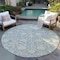 Homeroots 8' Sky Blue And Beige Round Floral Washable Indoor Outdoor Area Rug 603451 - alternate 6