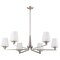 Nuvo Lune, 6 Light Chandelier, Brushed Nickel Finish, Etched White Glass 60/8226 - alternate 1