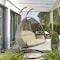 Leisuremod Beige Wicker Hanging 2 person Egg Swing Chair with taupe Cushions ESCBG-57TP - alternate 3
