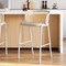Leisuremod Ervilla Wicker Bar Stool with Fabric Seat and White Powder Coated Steel Frame, Beige, 2PK EBW-31BG2 - alternate 5