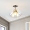 Jonathan Y Lina 13.75" 3-Light Modern Industrial Iron/Seeded Glass LED Semi Flush Mount, Nickel/Clear JYL7565A - alternate 4