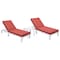 Leisuremod Chelsea Modern Outdoor White Chaise Lounge Chair With Side Table & Red Cushions CLTW-77R2 - alternate 1