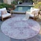 Homeroots 8' Purple Round Floral Medallion Washable Indoor Outdoor Area Rug 607922 - alternate 6