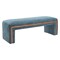 Homeroots 56in Blue and Brown Fabric and Solid Wood Upholstered Bench 668859 - alternate 3