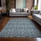 Homeroots 5' X 8' Teal Damask Washable Non Skid Indoor Outdoor Area Rug 563902 - alternate 3