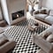 World Rug Gallery Contemporary Checkered Area Rug 7 ft 10 in x 10 ft Black WR102BLACK8X10 - alternate 1