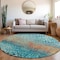 Homeroots 8' Blue Terra Cotta And Black Round Abstract Washable Indoor Outdoor Area Rug 603085 - alternate 3