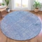 Homeroots 8' Blue And Ivory Round Abstract Washable Indoor Outdoor Area Rug 631061 - alternate 3