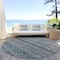 Homeroots 8' Teal Blue Light Blue And Gray Round Striped Washable Indoor Outdoor Area Rug 605695 - alternate 3