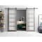 Sartodoors Sturdy Double Barn Door with Frosted Glass Grey 64x84 (2* 32x84) Solid Core Modern Interior QUADRO4002DB-NEB-6484 - alternate 1