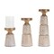 Homeroots Set of Three Brown And White Distressed Floral Resin Tabletop Pillar Candle Holders, 3PK 634834 - alternate 1