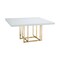Homeroots 59" White and Gold Wood and Metal Pedestal Base Square Dining Table 555174 - alternate 3