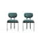 Homeroots Set of Two Green and Black Chenille And Metal Partially Open Back Dining Side Chairs, 2PK 694689 - alternate 2