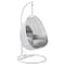 Leisuremod White Wicker Hanging Egg Swing Chair with Light Grey Cushions ESCW-40LGR - alternate 1