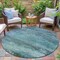 Homeroots 8' Teal Blue Gray And Pale Aqua Round Abstract Washable Indoor Outdoor Area Rug 630857 - alternate 3