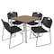 Regency Square Kee Breakroom Table W/ 4 Zeng Stack Chairs, 36 in W, 36 in L, Noble Oak TB3636NOBPCM44BK - alternate 1