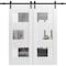 Vdomdoors Modern Double Barn Door Sete 6999 White Silk with Mirror 13FT Rail Track Set Solid Panel Interior SETE6999DB-WS-6496 - alternate 1