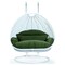Leisuremod White Wicker Hanging 2 person Egg Swing Chair with Dark Green Cushions ESCW-57DG - alternate 1