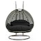 Leisuremod Beige Wicker Hanging 2 person Egg Swing Chair, Black ESCBG-57BL - alternate 1