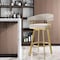 Homeroots 30" Taupe and Gold Fabric and Stainless Steel Low Back Bar Height Swivel Bar Chair 569147 - alternate 1