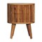 Homeroots 18" Light Brown Solid Wood Round Two Drawer Nightstand 651805 - alternate 1