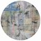 Homeroots 8' Blue Black And Copper Round Abstract Washable Indoor Outdoor Area Rug 630947 - alternate 5