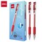 Deli Gel Pen 0.5mm, Red Ink, Capped, Clear Barrel, 12PK E6600S - alternate 1