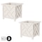 Pure Garden Lattice Design Outdoor Planter Box 14.75" Square 13" Tall White Decorative Plant Pots, 2PK 50-1162 - alternate 4