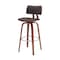 Homeroots 30" Brown And Wood Brown Faux Leather Swivel Low Back Bar Height Bar Chair 534437 - alternate 5