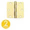 Global Door Controls 3.5 in. x 3.5 in. Satin Brass Full Mortise Residential Squared Hinge with Removable Pin, PK2 CP3535-R-US4-M - alternate 1