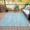 Homeroots 9' X 12' Turquoise And Pale Aqua Striped Washable Indoor Outdoor Area Rug 631573 - alternate 5