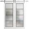 Sartodoors Sturdy Double Barn Door with Frosted Glass Planum 2132 White 36x84 Solid Core Modern Interior PLANUM2132DB-S-WS-36 x 84 - alternate 1
