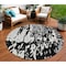 Homeroots 8' Black And Ivory Round Abstract Washable Indoor Outdoor Area Rug 613328 - alternate 1