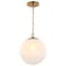 Vaxcel Monticello Brass Gold Globe Pendant Fixture, White Alabaster Glass Shade P0443 - alternate 1