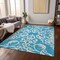 Homeroots 5' X 8' Turquoise And Ivory Damask Washable Indoor Outdoor Area Rug 614468 - alternate 4