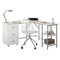 Homeroots 59" Sand Wood and Stainless Steel L Shape Computer Desk With Three Drawers 723753 - alternate 1