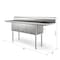 Koolmore 90 in. Three Compartment Commercial Sink Bowl Size 18x18x14 Stainless-Steel with 2 Drainboards KM-SC181814-18B3 - alternate 6