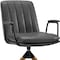 Homeroots 23" Gray And Natural Faux Leather Swivel Arm Chair 526380 - alternate 4
