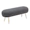 Homeroots 48in Black and Gold Fabric Upholstered Bench 668845 - alternate 3